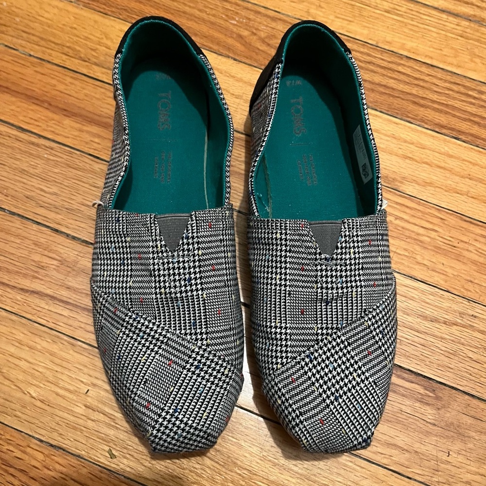 Toms Black Dot Glen Plaid Size 7.5 Womens Shoes Speckled